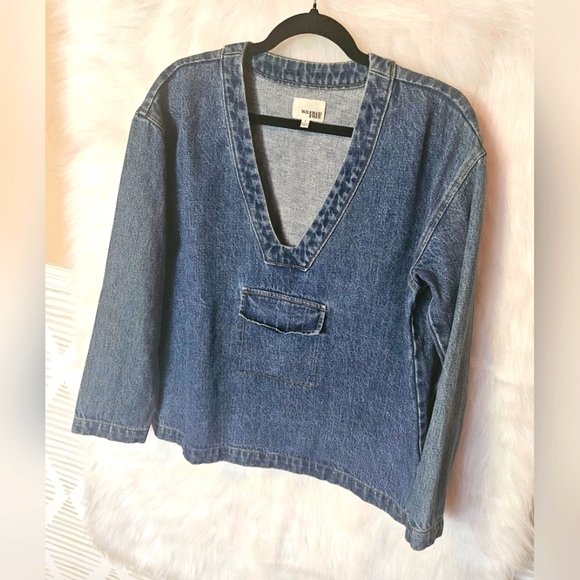 Wilfred Free Cropped Pullover Denim Shacket (NWOT) - Picture 2 of 6